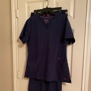 Scrub outfit - navy blue - large top and medium pants